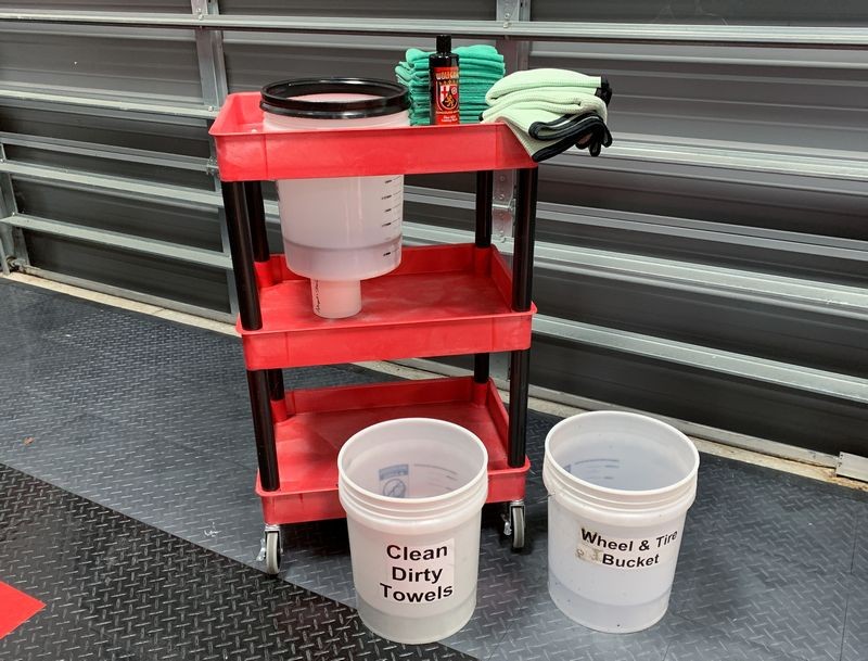 Car Washing Tools Towels Brushes and Buckets by Mike Phillips