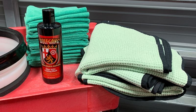 Car Washing Tools Towels Brushes and Buckets by Mike Phillips