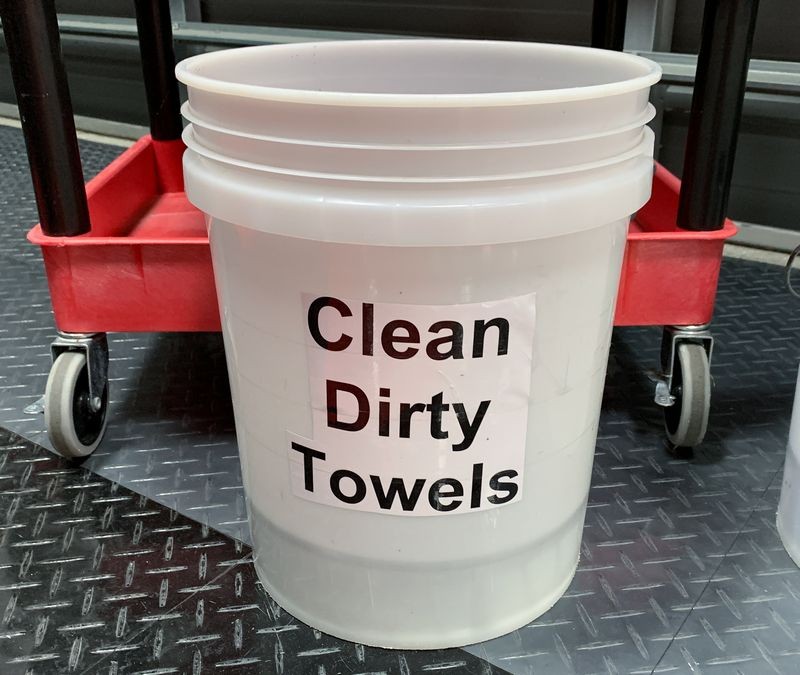 Car Washing Tools Towels Brushes and Buckets by Mike Phillips