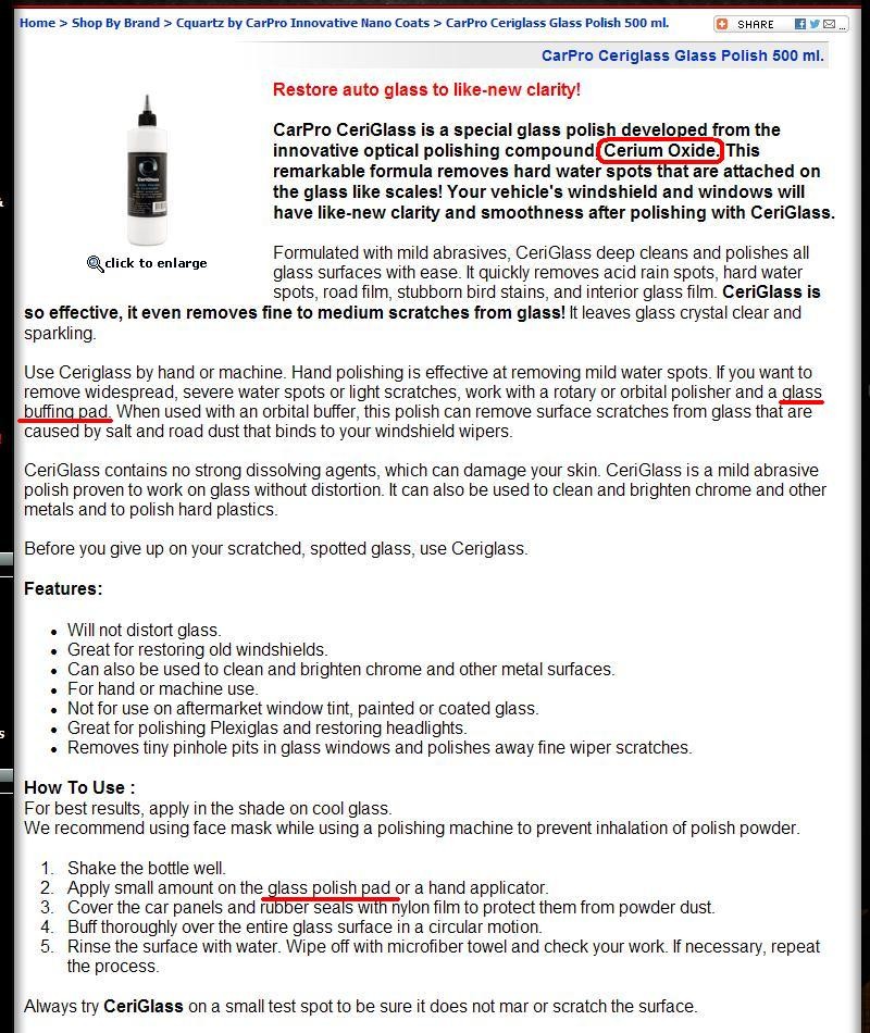 CarPro Ceriglass Glass Polish