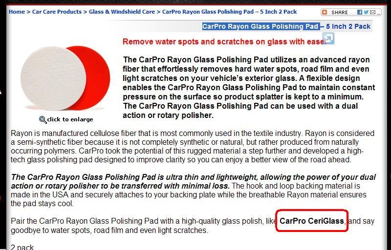CarPro Rayon Glass Polishing Pad