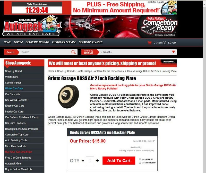 Griots Garage BOSS Air 2 inch Backing Plate