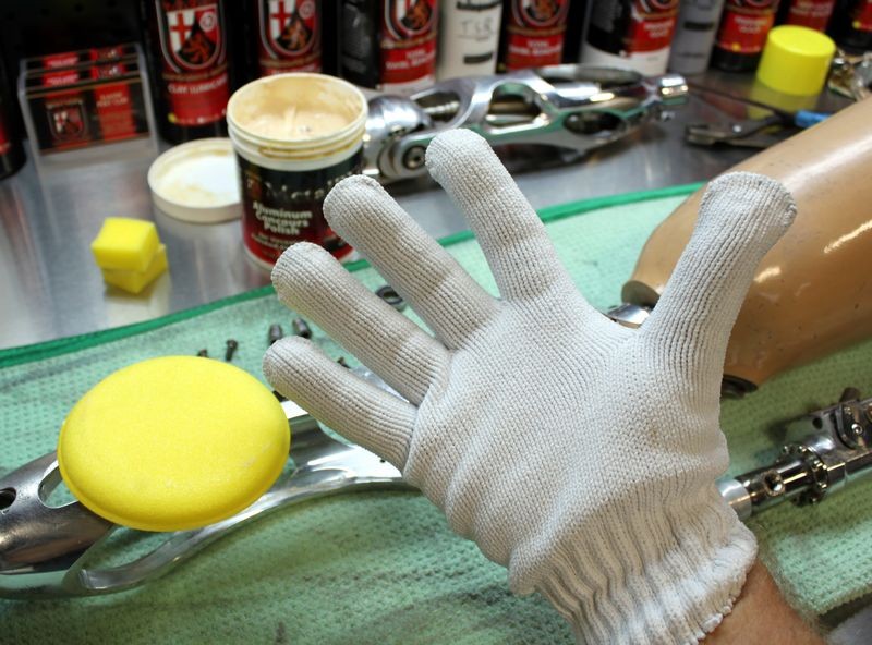 Hand Polish Aluminum with Microfiber Glove