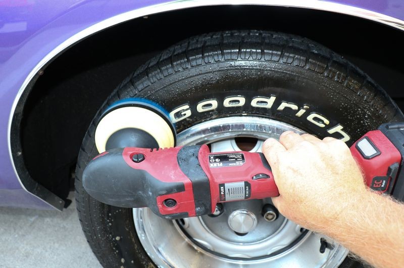 how to machine scrub tires with FLEX mike phillips autogeek