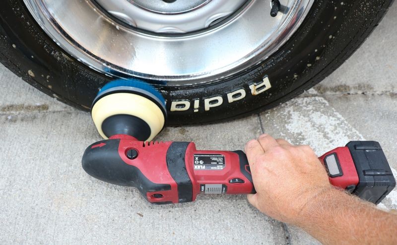 how to machine scrub tires with FLEX mike phillips autogeek
