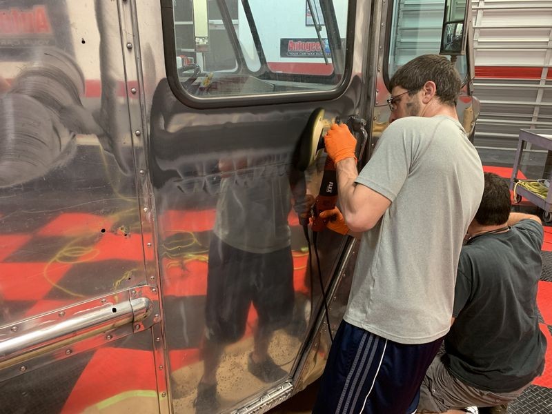 How to polish aluminum airstream b24 tanker truck Mike Phillips