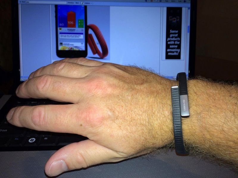 Jawbone Up 24 pictured on wrist