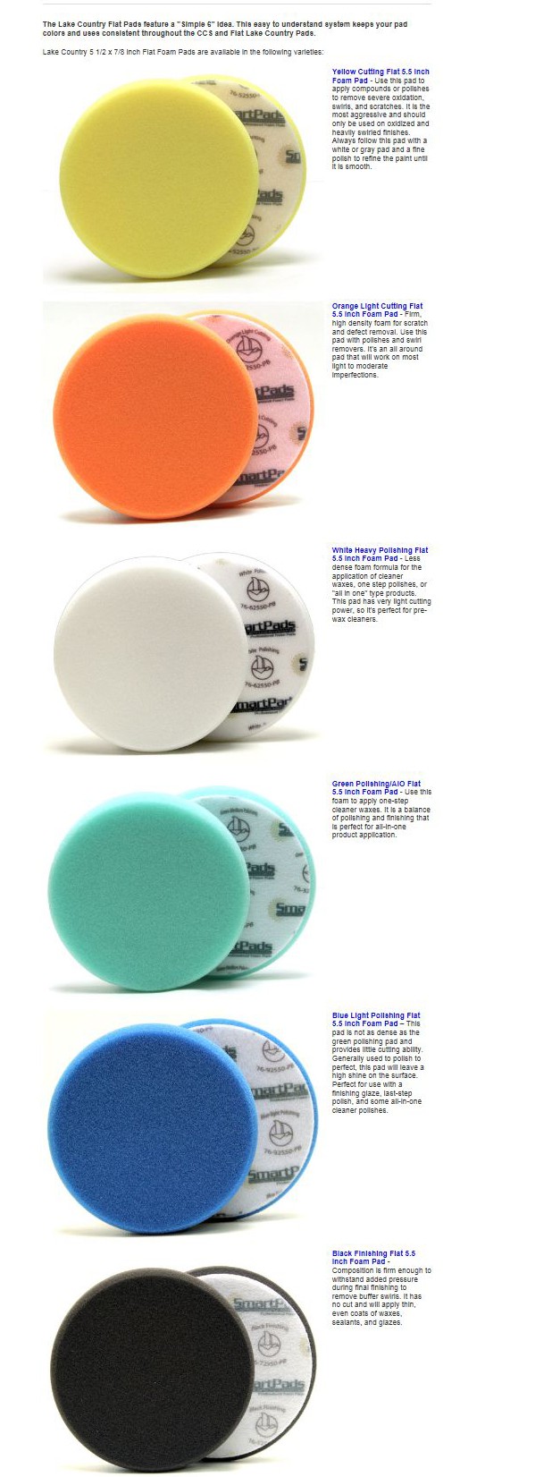Lake Country Foam Flat Pads