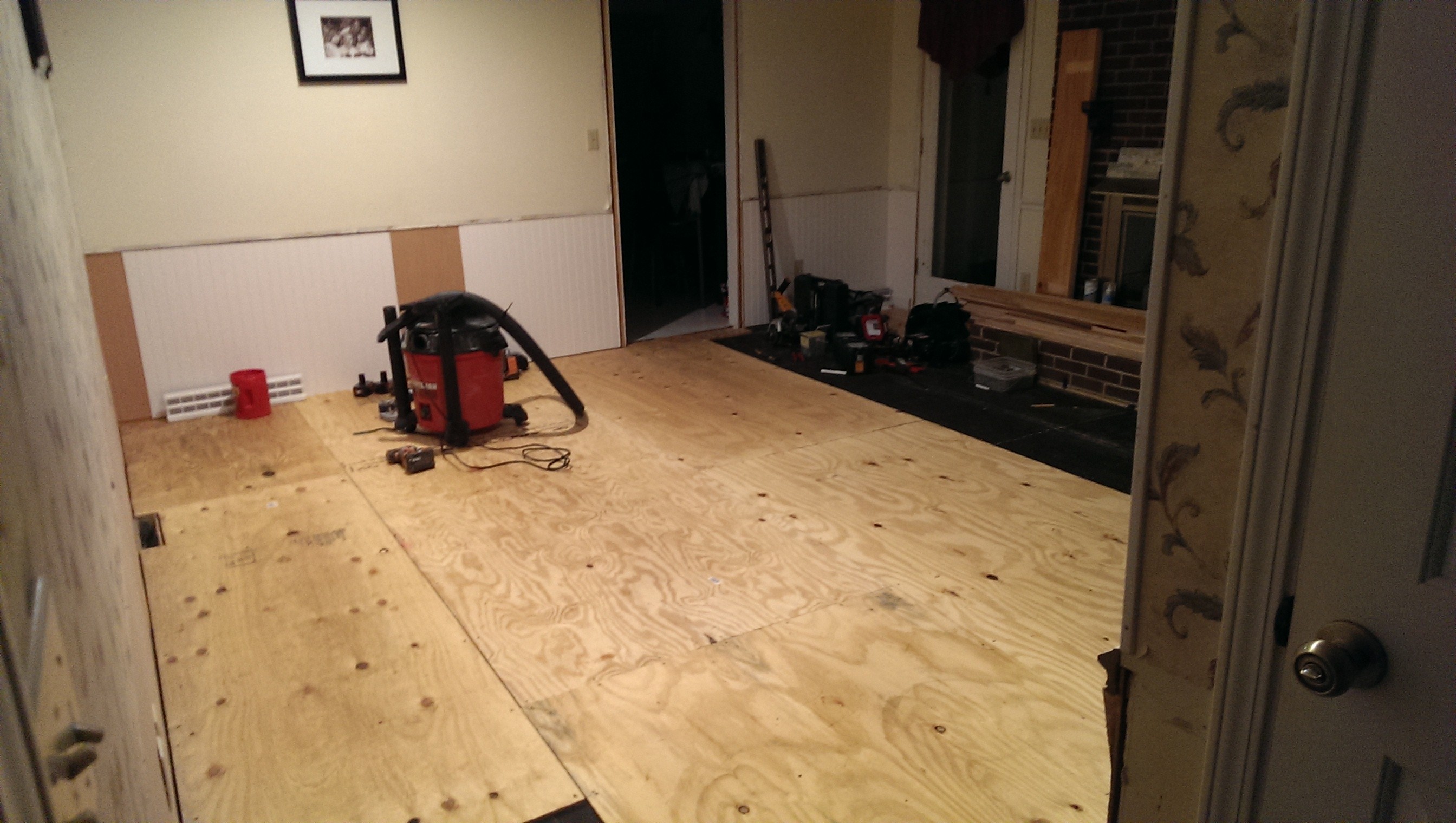 Laying down plywood