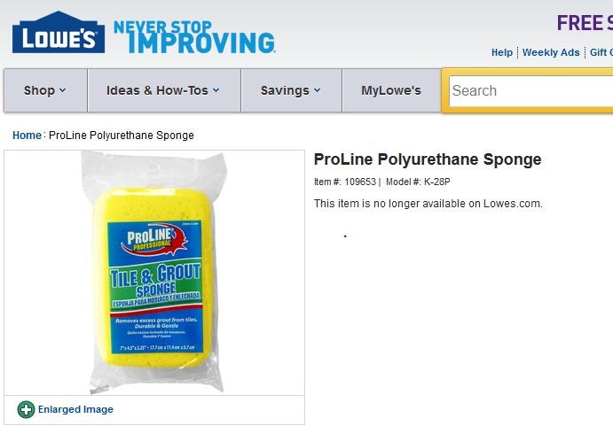 Lowe's Proline Sponge No Longer Available