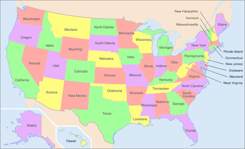 Map United States America