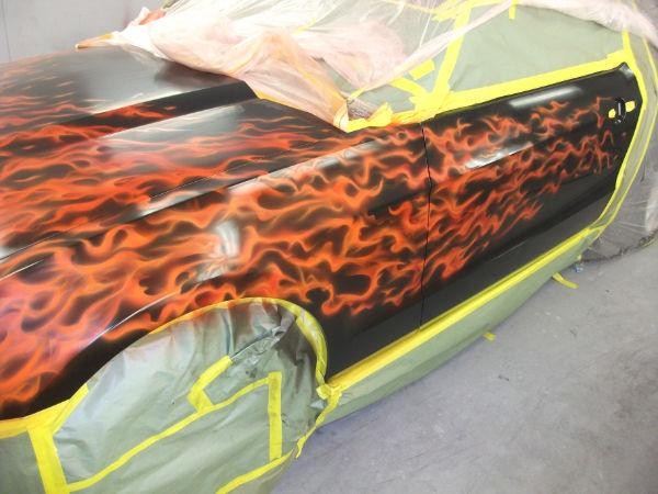 Mark Phillips Custom Flame Job on a Black Mustang