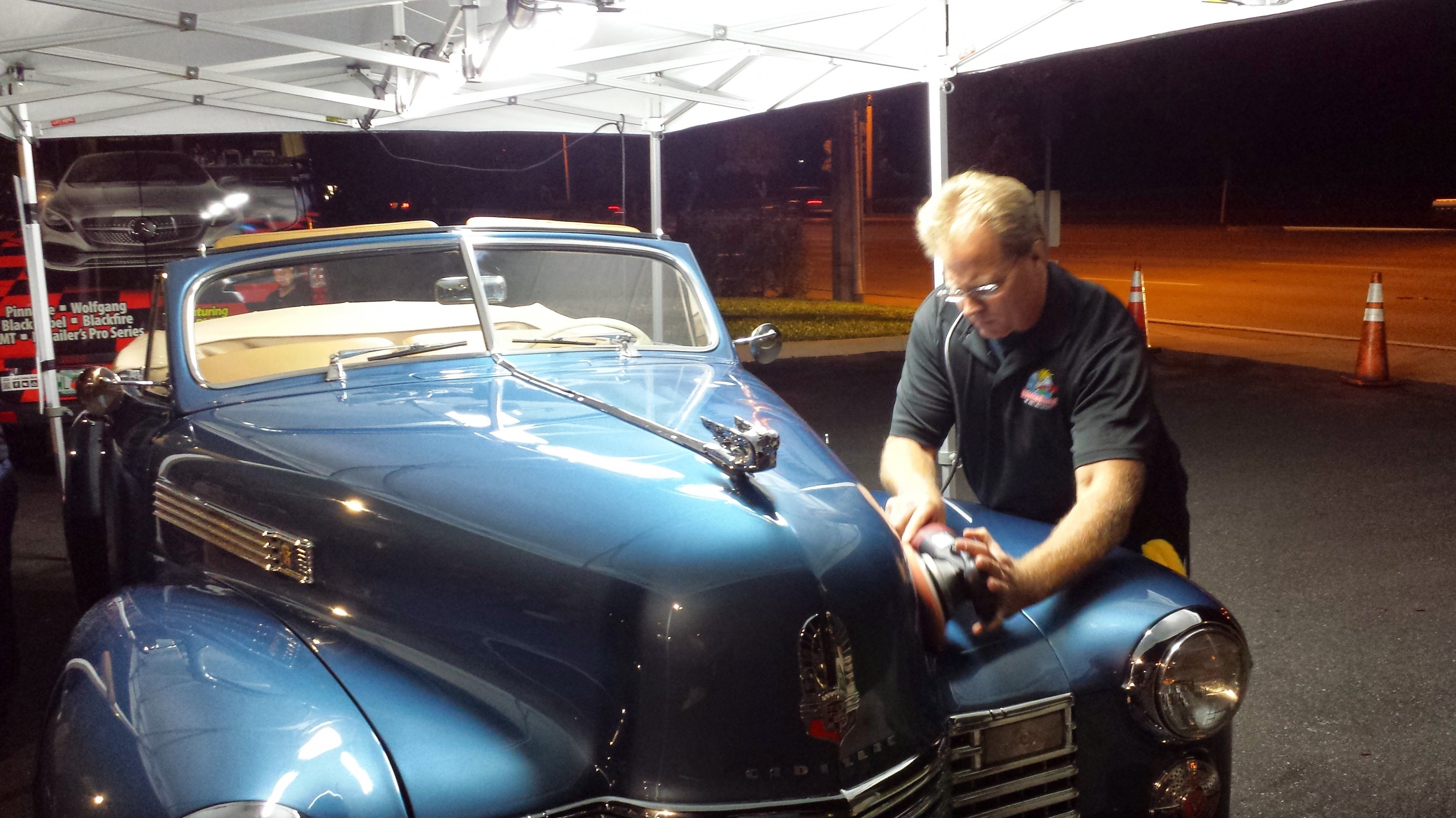 Mike doing a great job removing scratches on hood of my 1941 Cadillac at ne