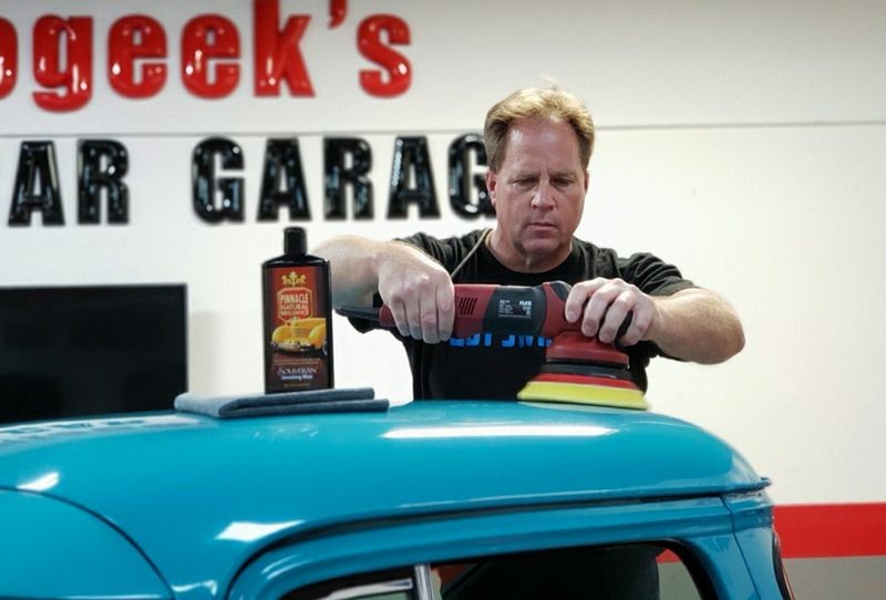 Mike Phillips Detailer Buffing out 1957 Chevy Pickup Streetrod