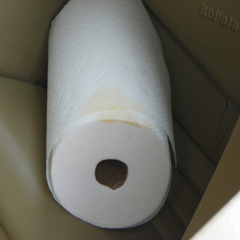 Paper towel on the seat