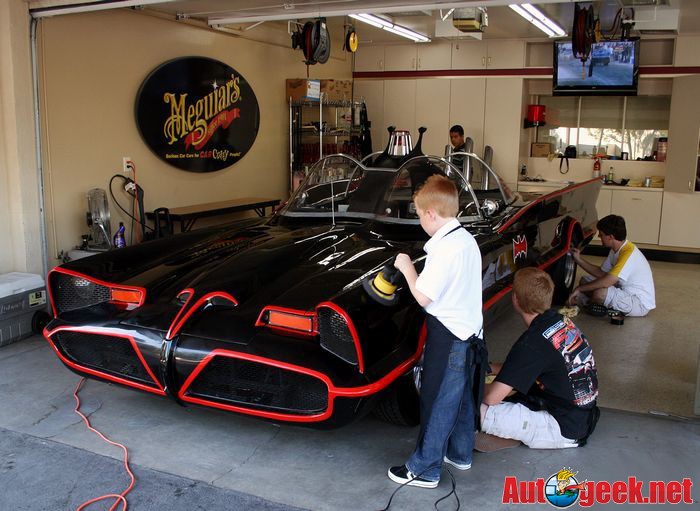 Rand Phillips buffing out the Batmobile