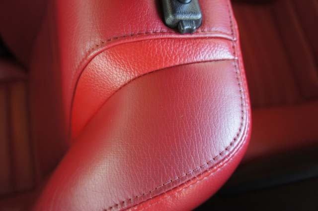 red leather after treating with Collinite Sapphire 855