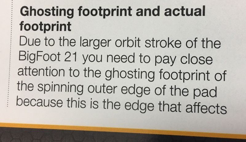 RUPES Ghosting footprint and the actual footprint