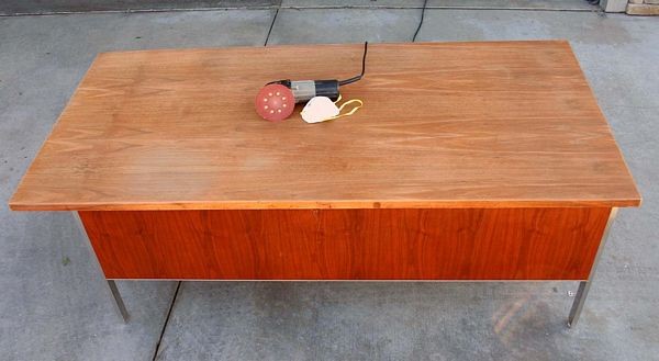 Sanding Wood Desk