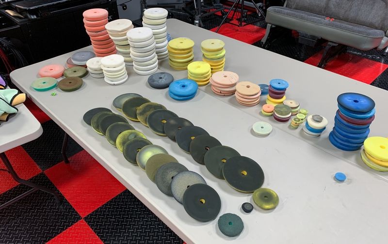 Single Stage Paint Removed from Buffing Pads Washing