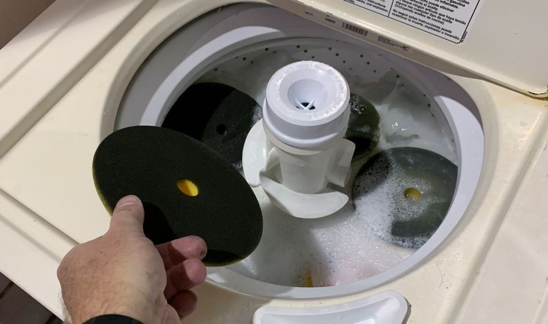 Single Stage Paint Removed from Buffing Pads Washing