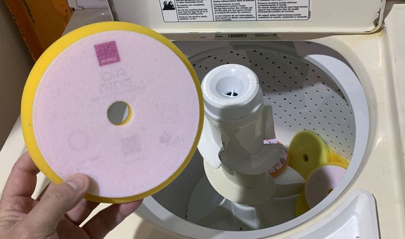 Single Stage Paint Removed from Buffing Pads Washing