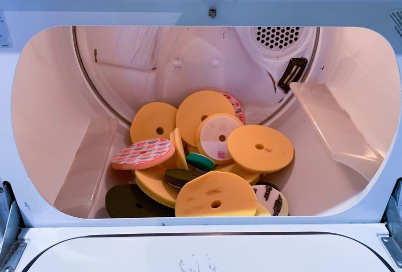 Single Stage Paint Removed from Buffing Pads Washing