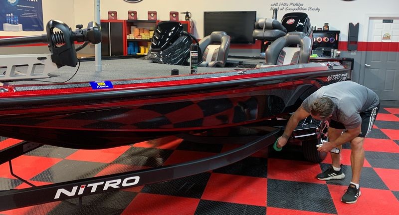 SONAX PNS on Black Powder Coating Paint Boat Trailer
