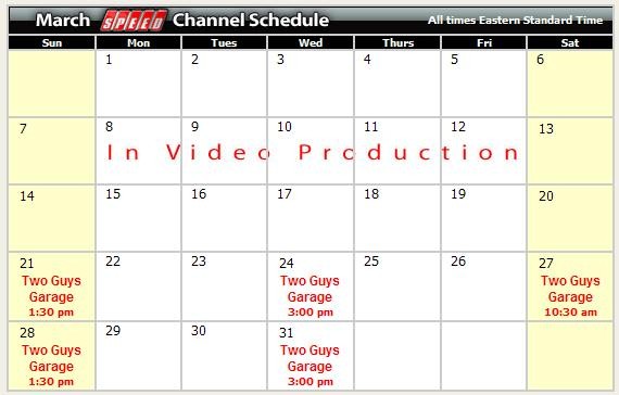 Speed Channel March Calendar  for Autogeek on Two Guys Garage