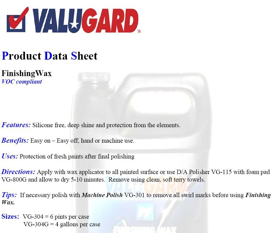 ValuGard Finishing Wax