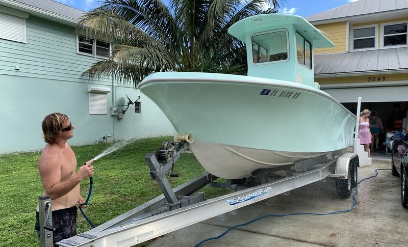 Washing a ceramic coated boat