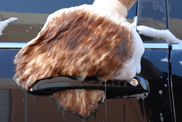 Washing Car with Wash Mitt